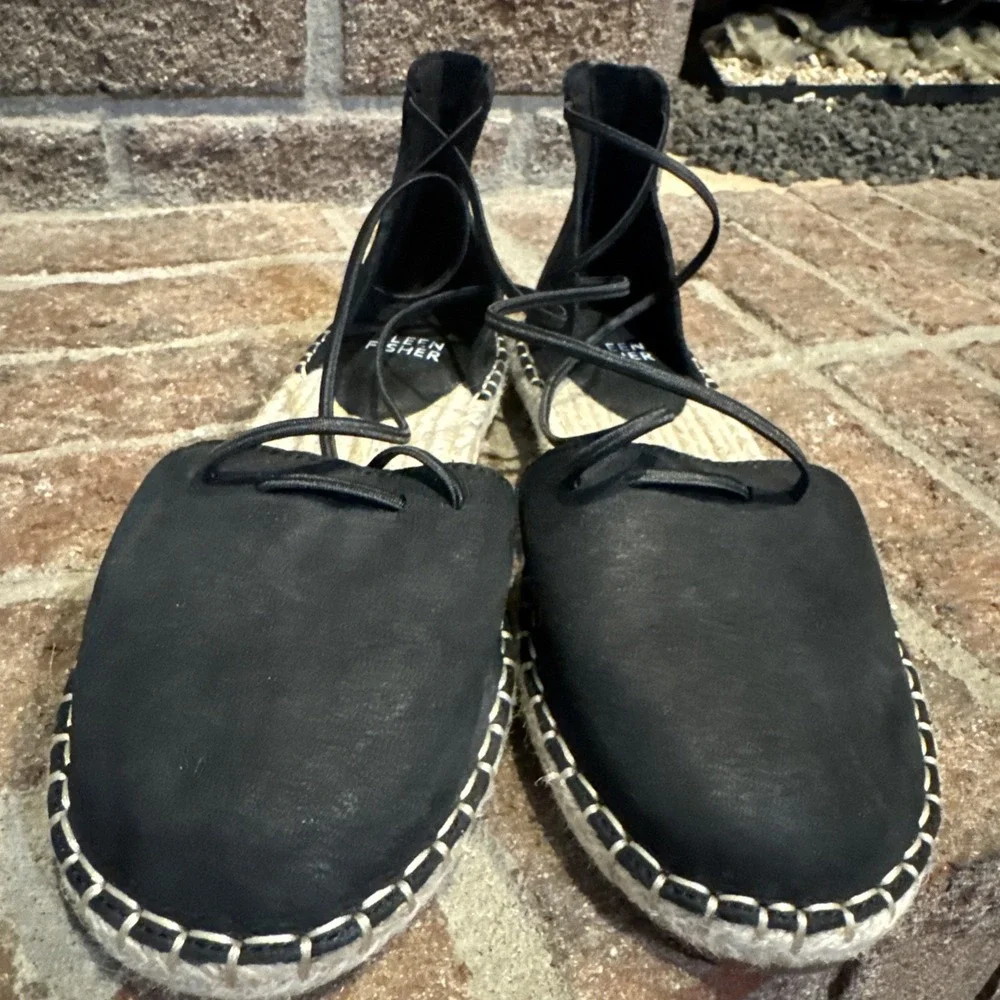 Eileen Fisher Women's  black Strappy  Espadrille Flats Size 5‎ #101